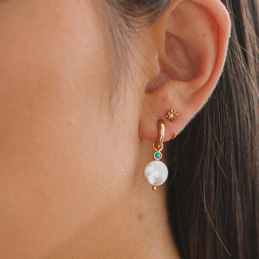  Pearl and Turquoise Charm Hoops - by Scream Pretty