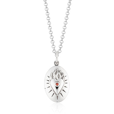  Flaming Heart Locket Necklace - by Scream Pretty