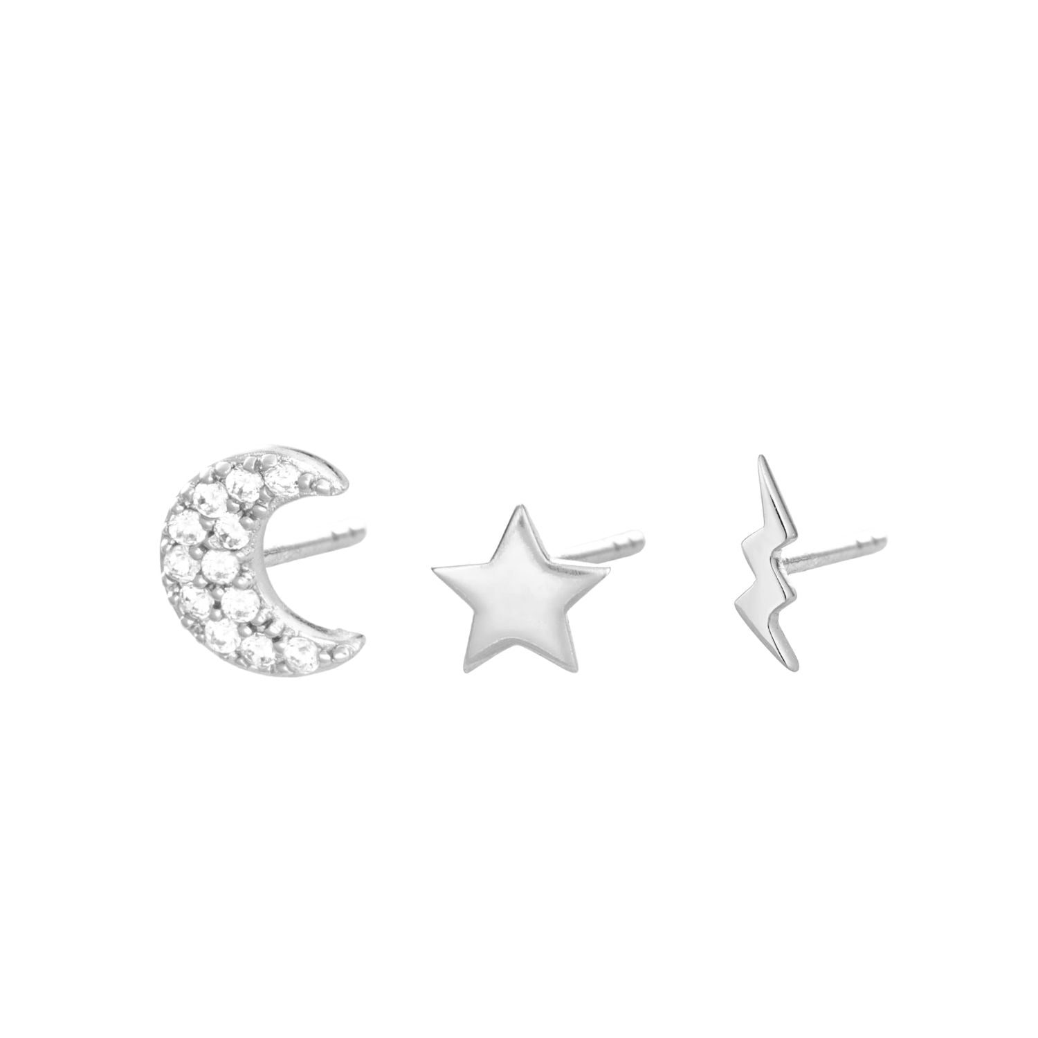 Celestial Set of 3 Single Stud Earrings  Earring Set by Scream Pretty