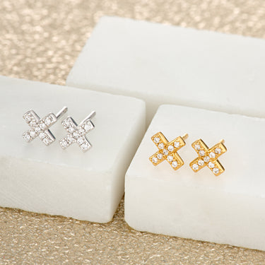  Pave Cross Stud Earrings - by Scream Pretty