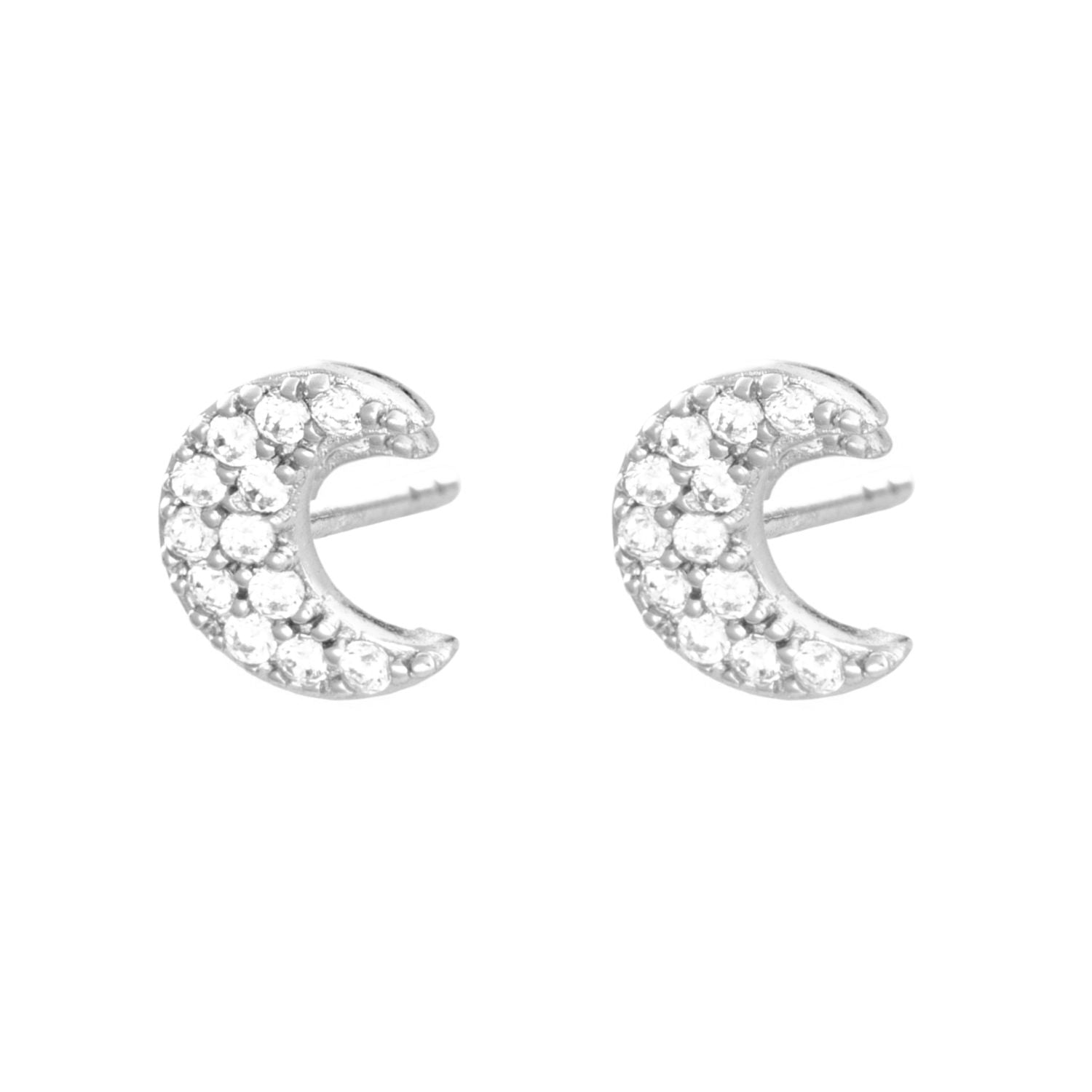 Pave Crescent Moon Stud Earrings  earrings by Scream Pretty