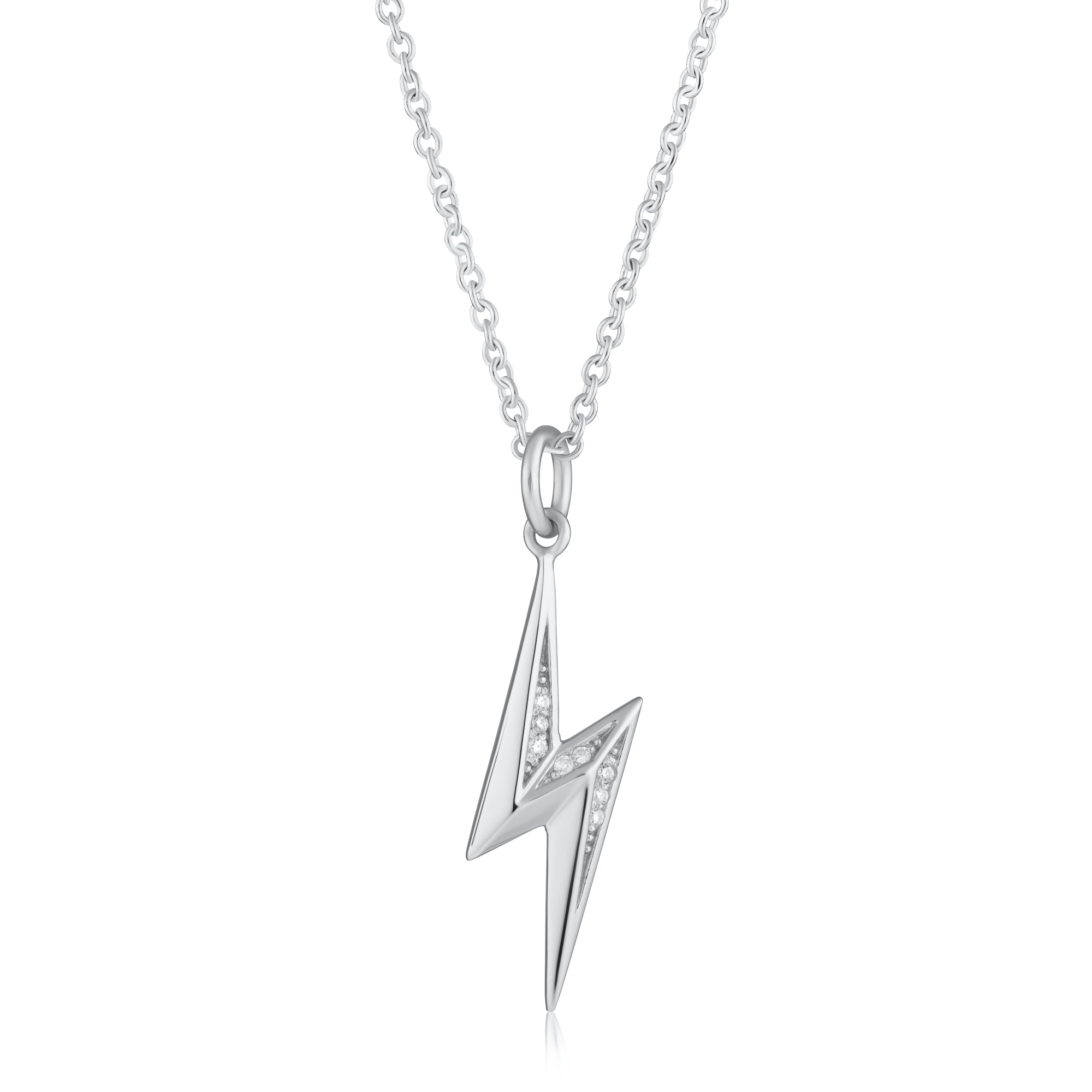 Sparkling Lightning Bolt Necklace with Slider Clasp
