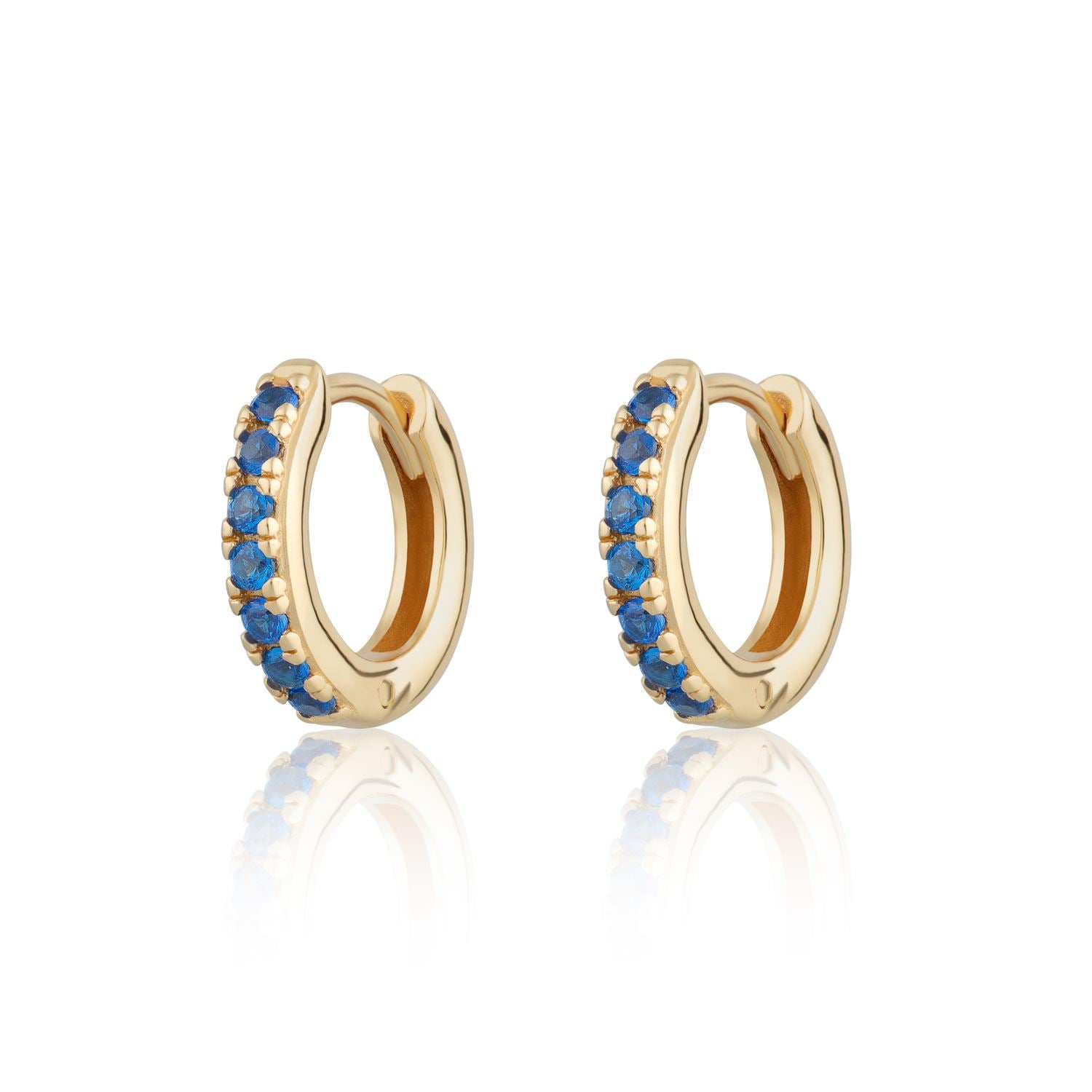  Huggie Earrings with Blue Stones - by Scream Pretty