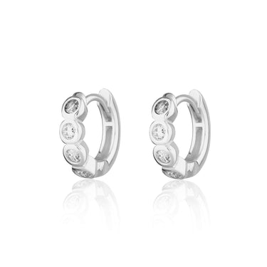  Bezel Huggie Earrings with Clear Stones - by Scream Pretty