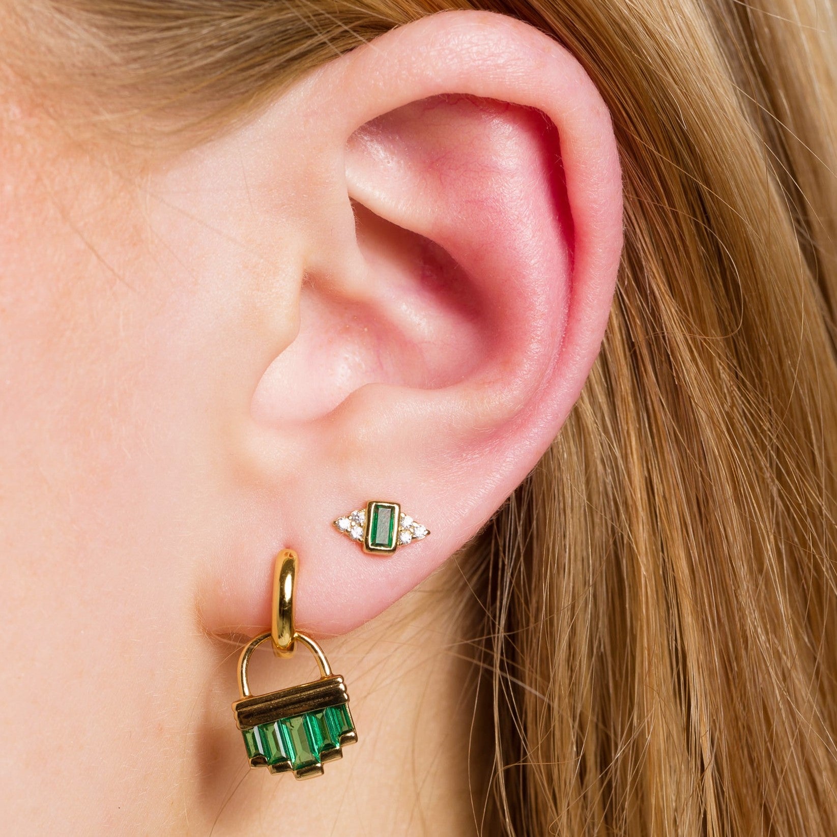 Audrey Stud Earrings with Green Stones by Scream Pretty