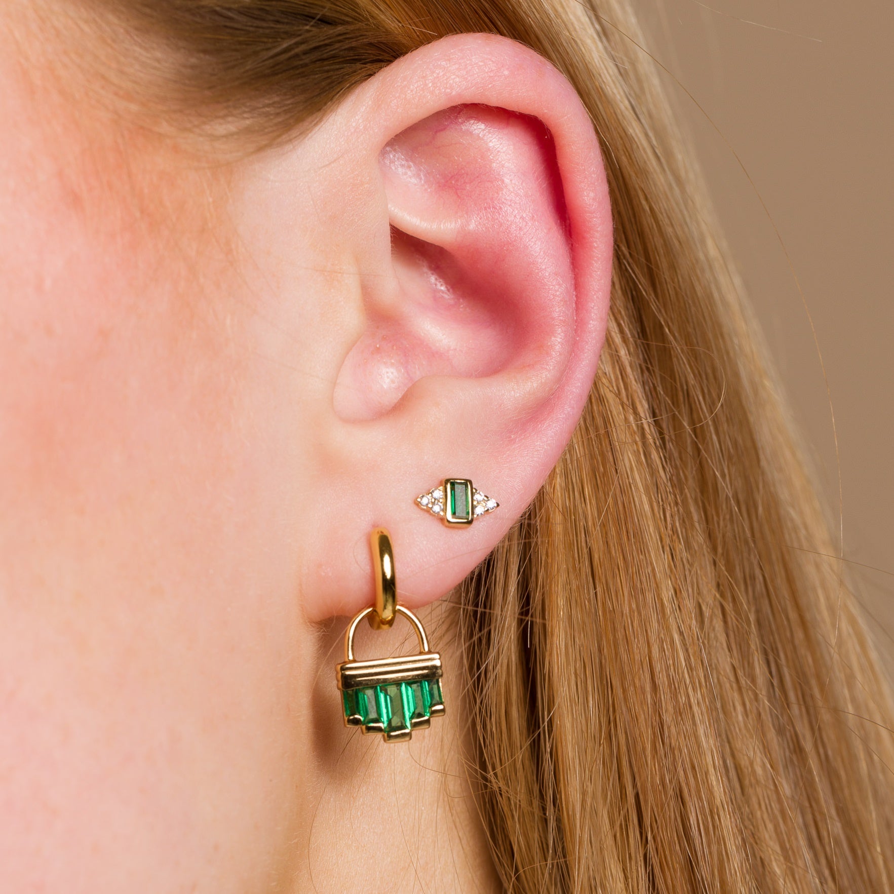 Audrey Stud Earrings with Green Stones by Scream Pretty