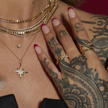Large Sparkling Starburst Necklace with Slider Clasp