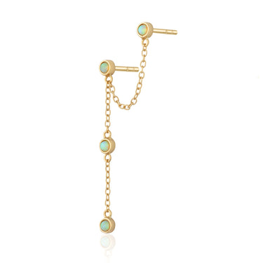 Gold Plated Lime Opal Chandelier Stud Earring - by Scream Pretty