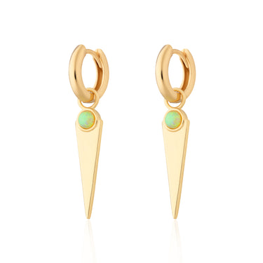 Green Opal Spike Charm Hoop Earrings  Earrings by Scream Pretty
