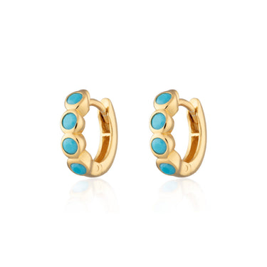  Bezel Huggie Earrings with Turquoise Stones - by Scream Pretty