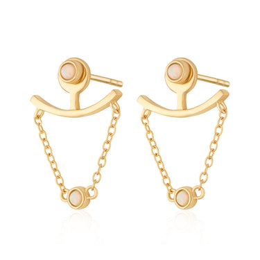 Gold Plated Opal Chandelier Ear Jacket Stud Earrings - by Scream Pretty