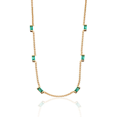 Cleopatra Green Baguette Chain Necklace by Scream Pretty