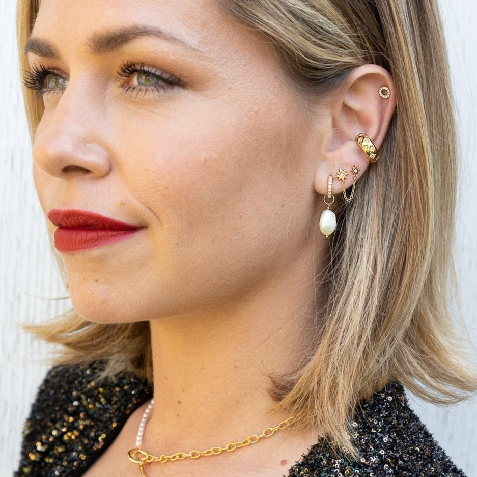 Hannah Martin Sparkle Huggie Earrings with Baroque Pearls Earrings by Scream Pretty