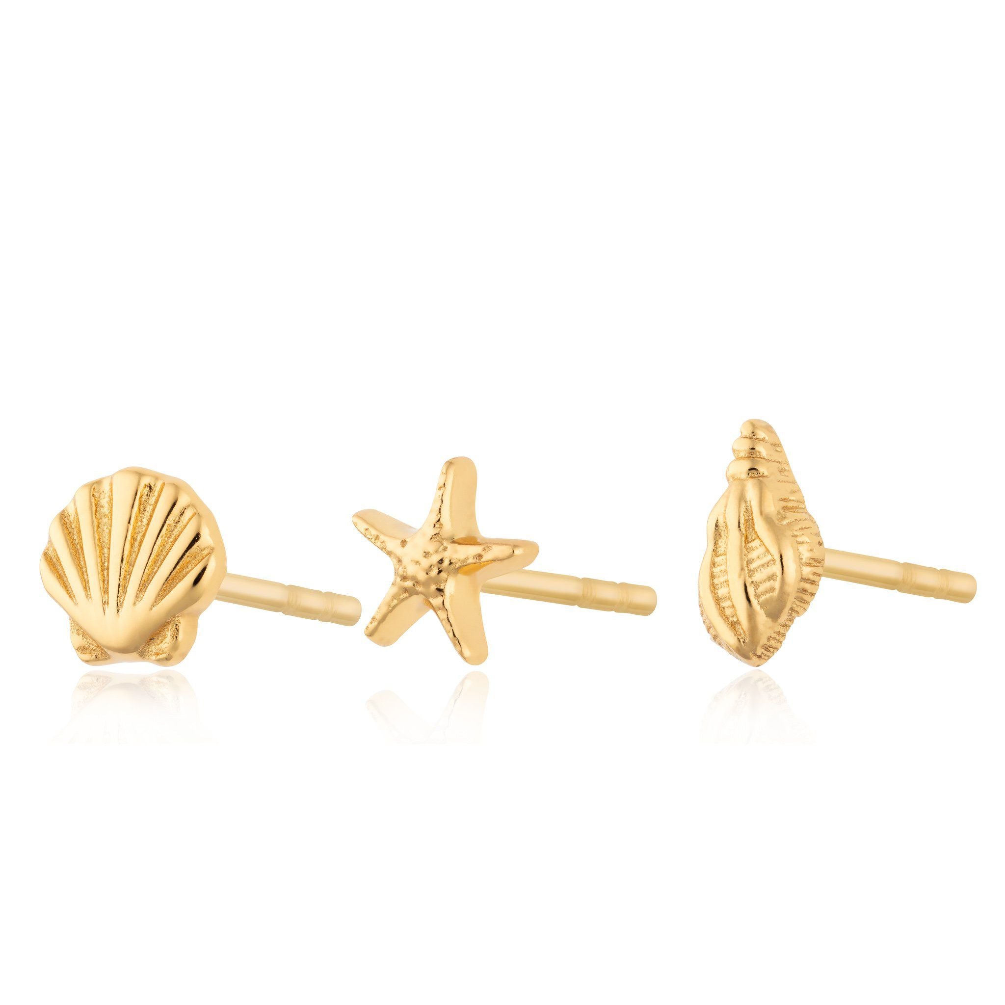 Gold Plated Hannah Martin Shell Stud Earring Set - by Scream Pretty