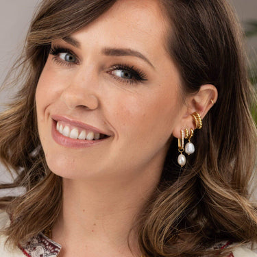  Hannah Martin Sparkle Oval Hoop Earrings with Baroque Pearls - by Scream Pretty