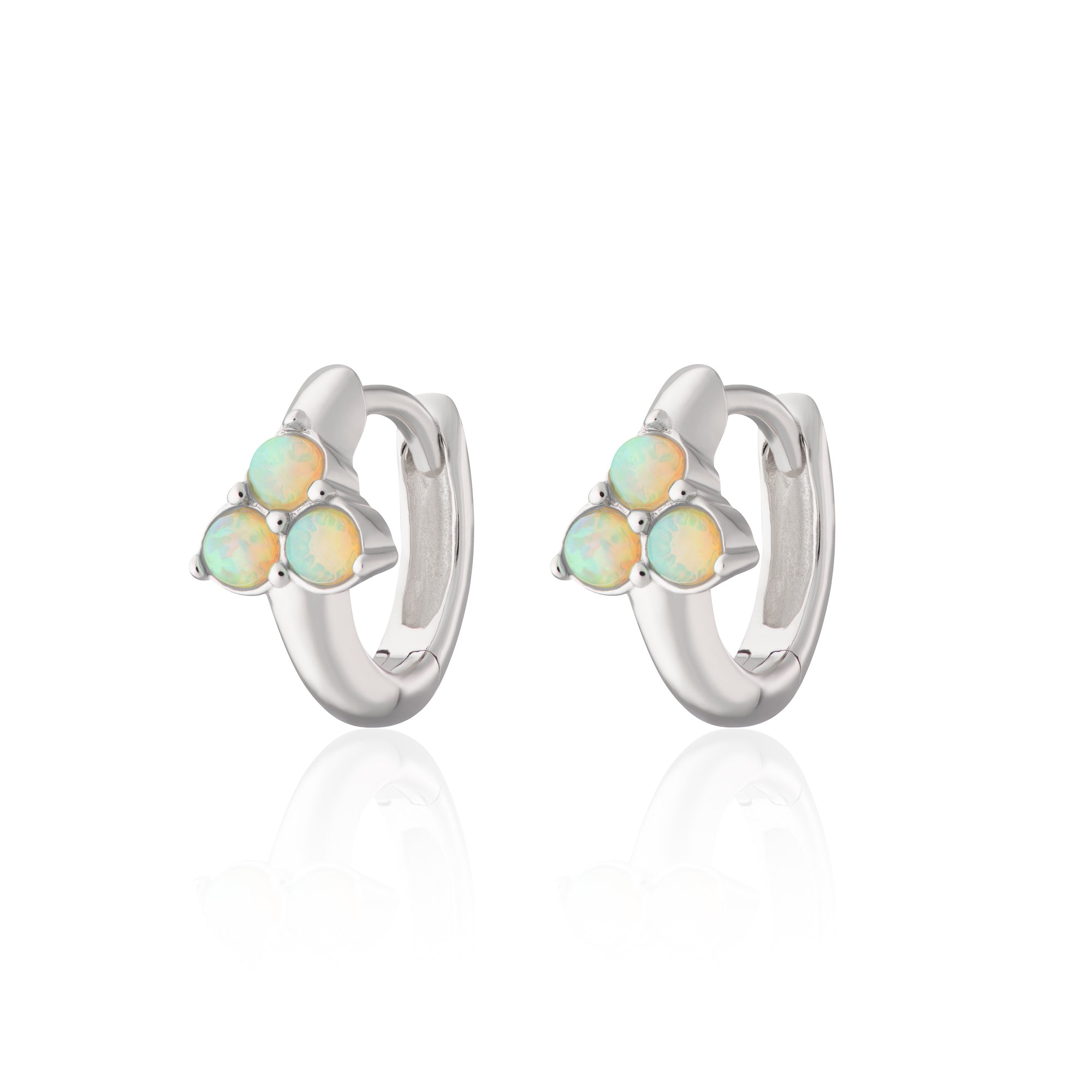Lime Green Opal Trinity Huggie Earrings by Scream Pretty