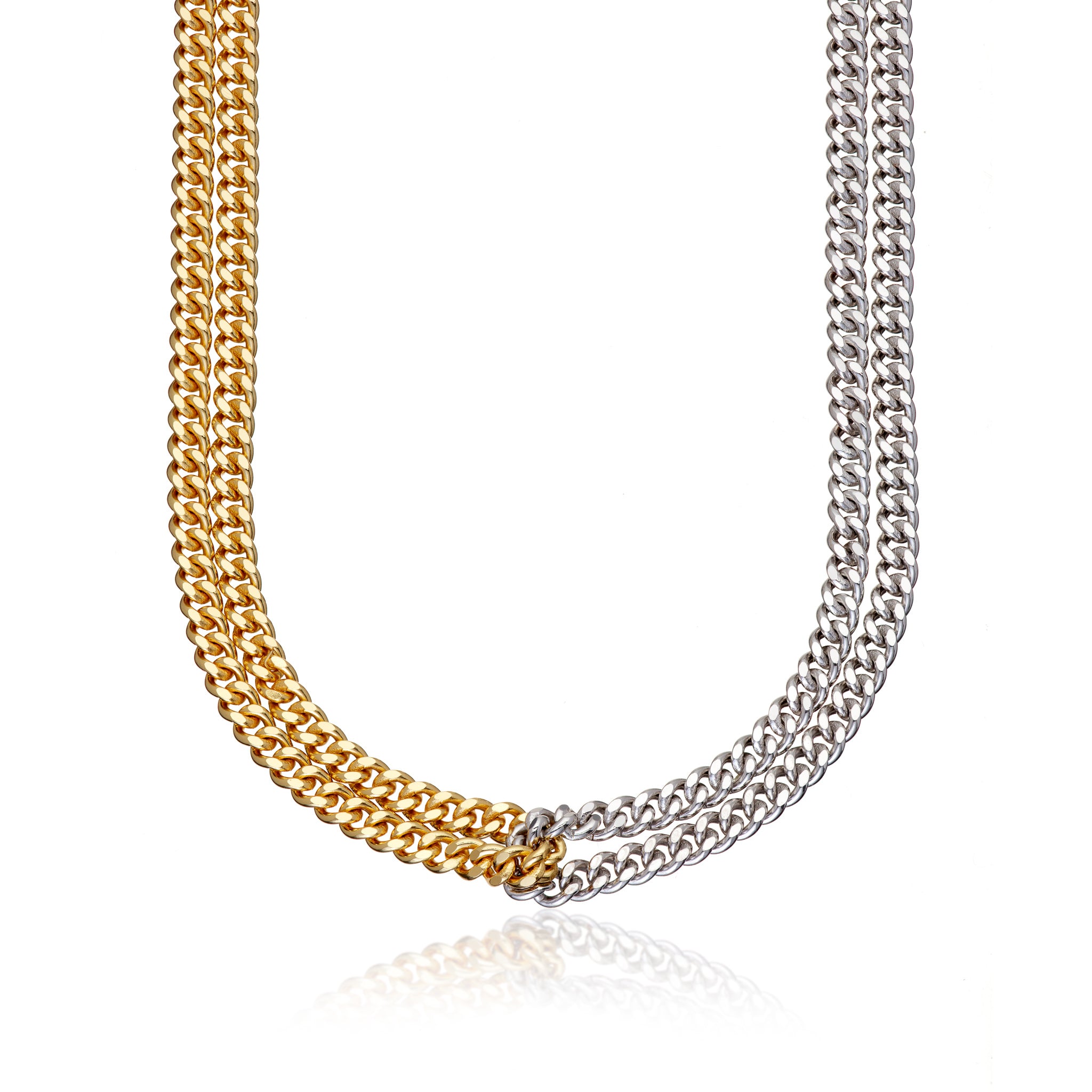 Mixed Metal Curb Chain Looped Necklace by Scream Pretty
