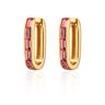 Oval Baguette Hoop Earrings with Pink Stones