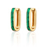 Oval Baguette Hoop Earrings with Green Stones