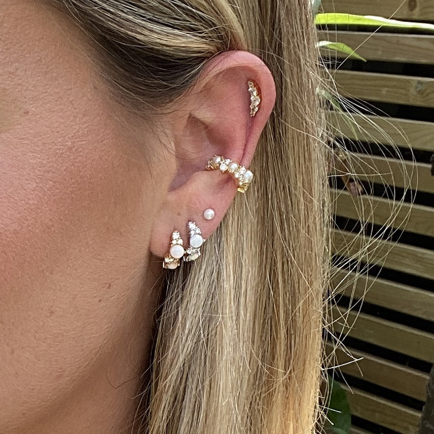 Hannah Martin Pink Opal Huggie Earrings by Scream Pretty