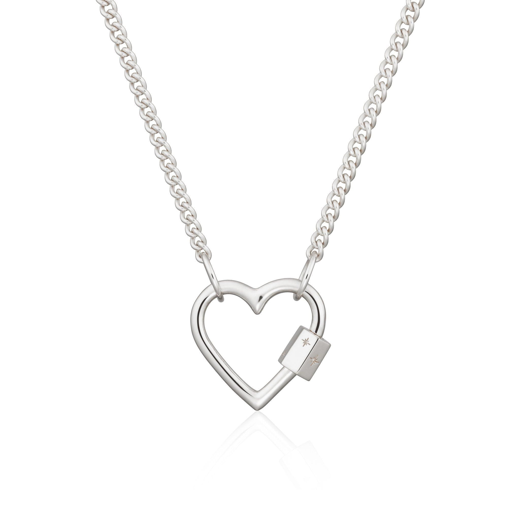  Heart Carabiner Curb Chain Necklace - by Scream Pretty