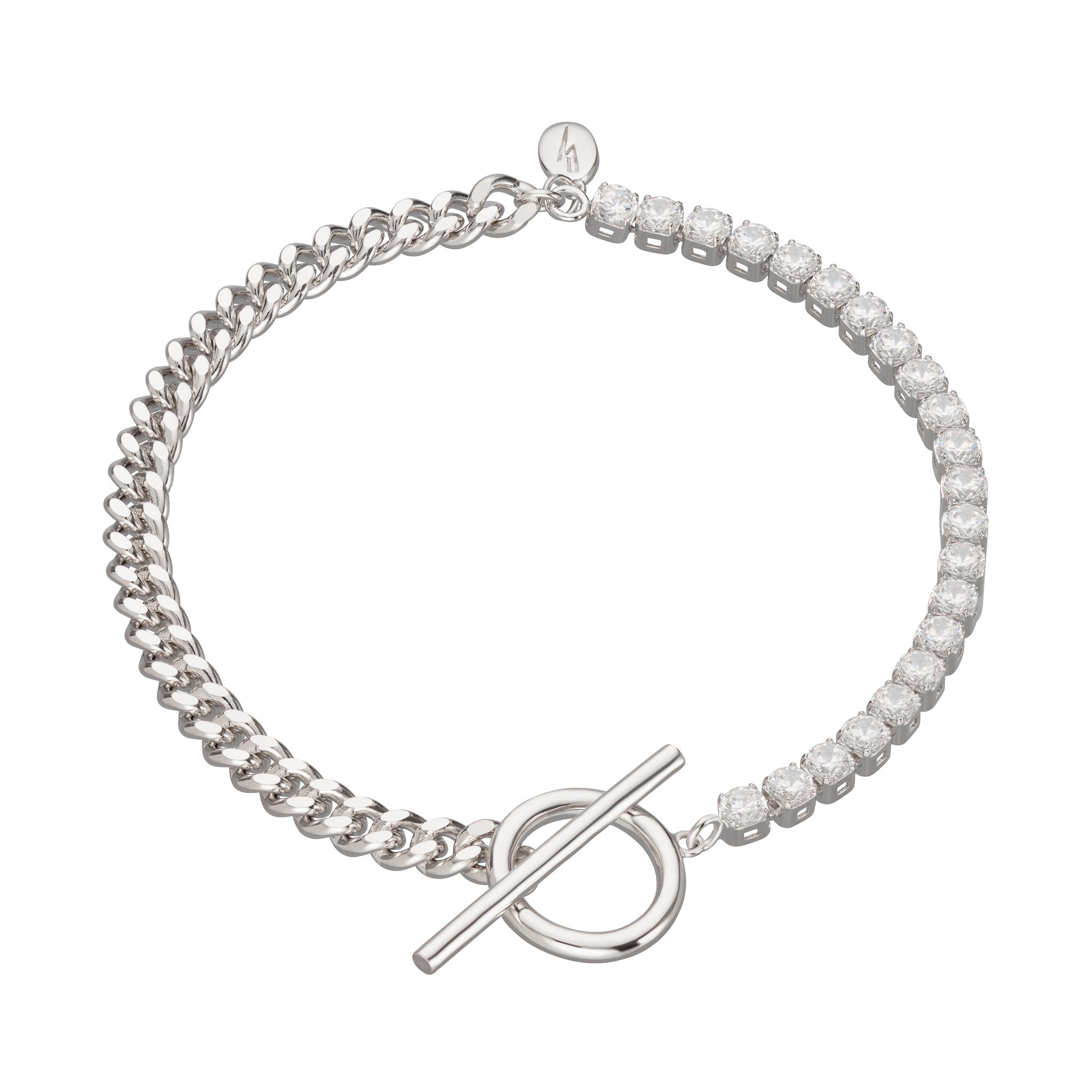 Tennis and Curb Chain Bracelet with T-Bar Clasp by Scream Pretty