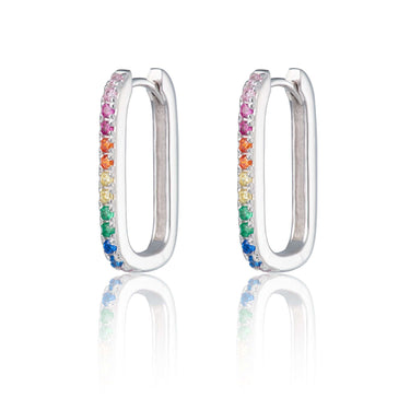  Oval Hoop Earrings with Rainbow Stones - by Scream Pretty
