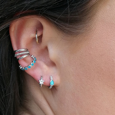 Turquoise Teardrop Huggie Earrings by Scream Pretty