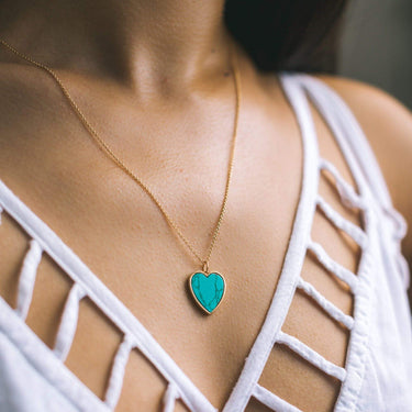  Turquoise Heart Necklace with Slider Clasp - by Scream Pretty