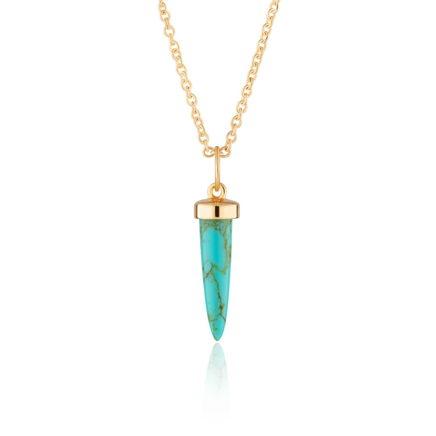Gold Turquoise Spike Necklace with Slider Clasp - by Scream Pretty