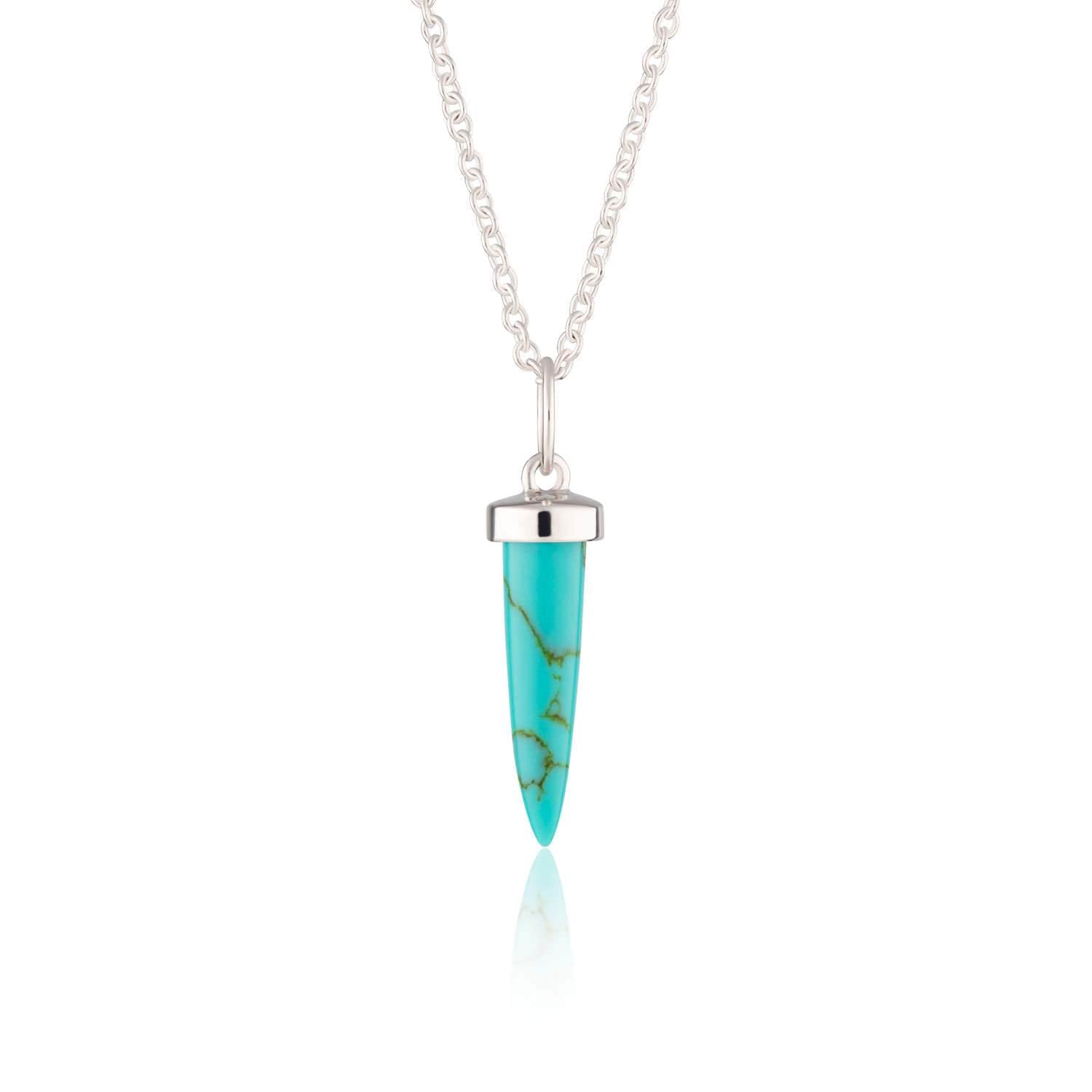 Silver Turquoise Spike Necklace with Slider Clasp - by Scream Pretty